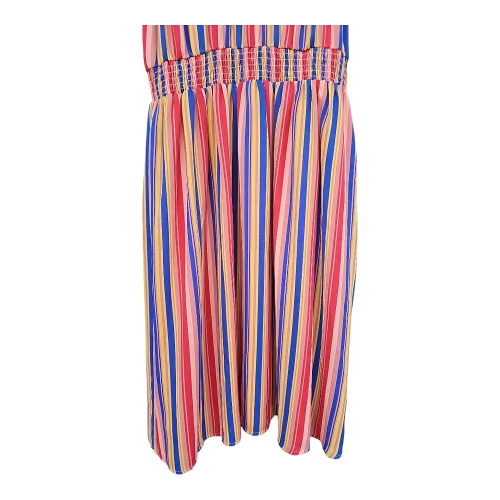 Modcloth Savor The Occasion Multicolor Striped Middi Dress Size L - Picture 3 of 11